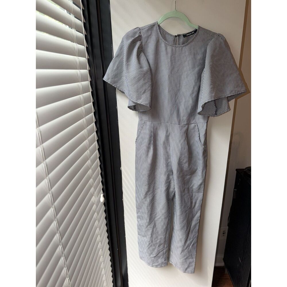 Gingham Black and White Sugar Lips Short Sleeve Small Jumpsuit